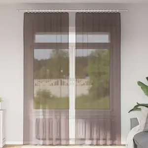 vidaXL Rideaux en voile avec passants 2 pcs marron pas cher