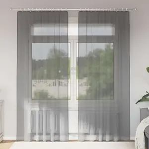 vidaXL Rideaux en voile avec boucles 2 pcs gris foncé 140x225 cm pas cher