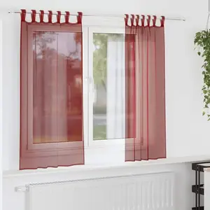 Comparateur de prix : vidaXL Rideaux en voile avec passe-tringles 2 pcs rouge bordeaux
