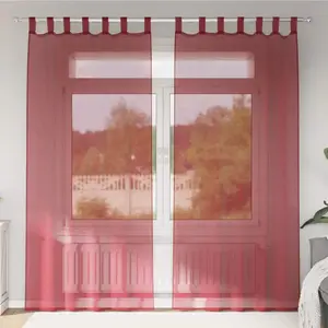 vidaXL Rideaux en voile avec passe-tringles 2 pcs rouge bordeaux pas cher