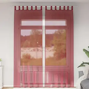 Comparateur de prix : vidaXL Rideaux en voile avec passe-tringles 2 pcs rouge bordeaux
