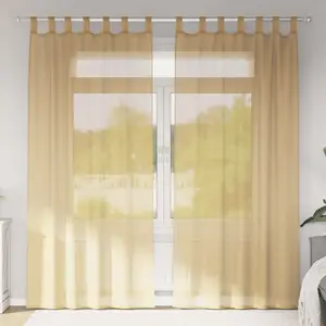 Comparateur de prix : vidaXL Rideaux en voile avec passe-tringles 2 pcs sable
