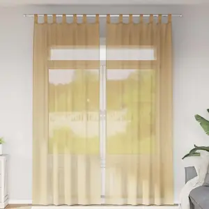 Comparateur de prix : vidaXL Rideaux en voile avec passe-tringles 2 pcs sable