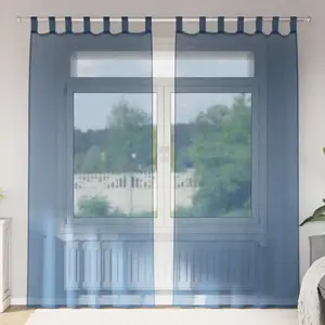 vidaXL Rideaux en voile avec passe-tringles 2 pcs bleu royal pas cher