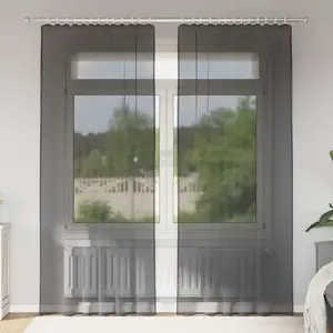 vidaXL Rideaux en voile avec passants 2 pcs noir pas cher