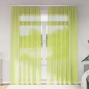 vidaXL Rideaux en voile avec passants 2 pcs vert pomme pas cher