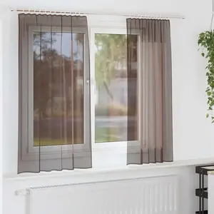 vidaXL Rideaux en voile avec passants 2 pcs marron pas cher