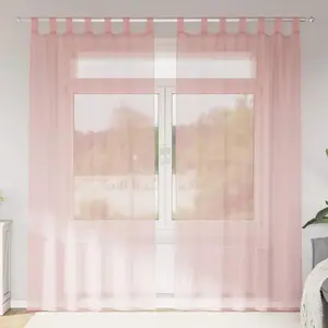 vidaXL Rideaux en voile avec passe-tringles 2 pcs rose pas cher