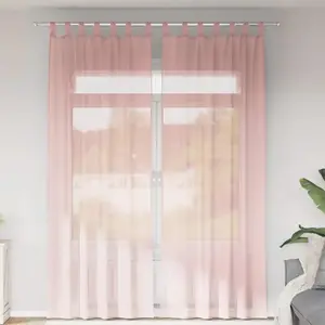 vidaXL Rideaux en voile avec passe-tringles 2 pcs rose pas cher