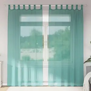 Comparateur de prix : vidaXL Rideaux en voile avec passe-tringles 2 pcs turquoise