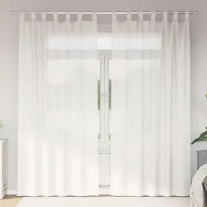 vidaXL Rideaux en voile avec passe-tringles 2 pcs blanc pas cher