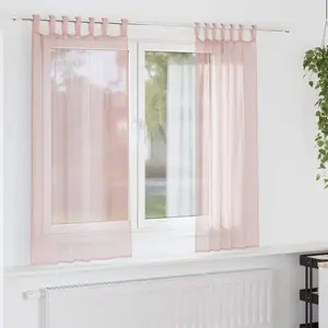 vidaXL Rideaux en voile avec passe-tringles 2 pcs rose clair pas cher