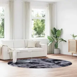 Tapis Shaggy à poils longs gris foncé 240x240 cm polyester Vidaxl pas cher