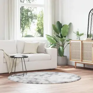 Tapis Shaggy à poils longs gris clair 160x160 cm polyester vidaXL pas cher