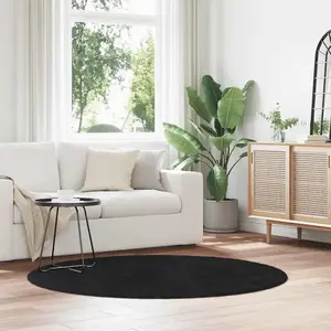 vidaXL Tapis shaggy à poils longs NAVARRA noir 160x160 cm polyester pas cher