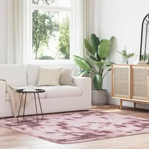 Tapis Shaggy à poils longs rose poudré 200x200 cm polyester Vidaxl pas cher