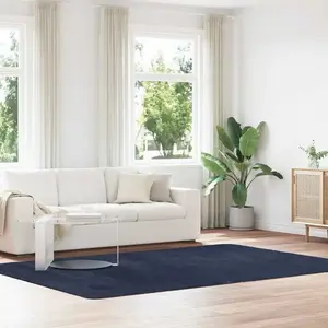 Tapis shaggy à poils longs bleu marine 200x290 cm polyester Vidaxl