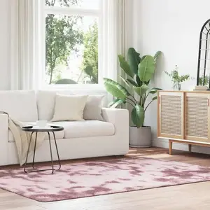 Tapis Shaggy à poils longs rose poudré 160x230 cm polyester Vidaxl pas cher