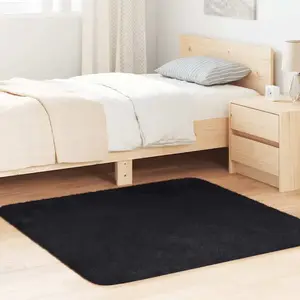 vidaXL Tapis shaggy à poils longs NAVARRA noir 120x120 cm polyester pas cher