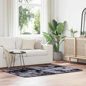 Tapis Shaggy à poils longs gris foncé 120x170 cm polyester Vidaxl pas cher