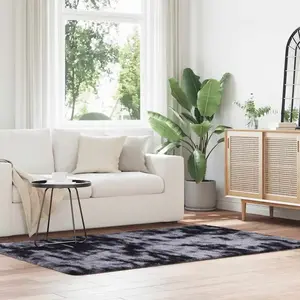 Tapis Shaggy à poils longs gris foncé 130x200 cm polyester Vidaxl pas cher