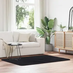 vidaXL Tapis shaggy à poils longs NAVARRA noir 120x170 cm polyester pas cher