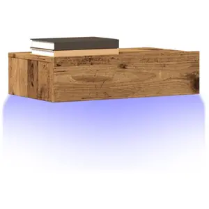 vidaXL Meuble TV avec éclairage LED vieux bois 60x35x15,5 cm pas cher