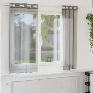 Comparateur de prix : vidaXL Rideaux en voile avec oeillets 2 pcs gris foncé 140x175 cm
