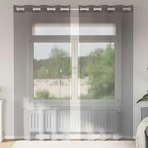 Comparateur de prix : vidaXL Rideaux en voile avec oeillets 2 pcs gris foncé 140x225 cm