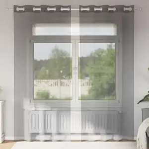 vidaXL Rideaux en voile avec oeillets 2 pcs gris foncé 140x245 cmVendu parvidaxl-be