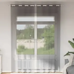 Comparateur de prix : vidaXL Rideaux en voile avec oeillets 2 pcs gris foncé 140x260 cm