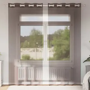 Comparateur de prix : vidaXL Rideaux en voile avec oeillets 2 pcs marron 140x245 cm