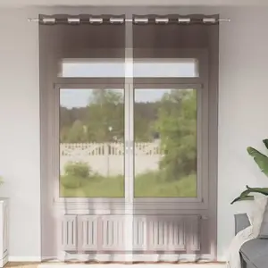 Comparateur de prix : vidaXL Rideaux en voile avec oeillets 2 pcs marron 140x300 cm