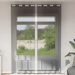 Comparateur de prix : vidaXL Rideaux en voile avec oeillets 2 pcs noir 140x300 cm