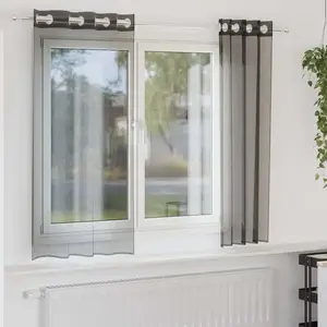 Comparateur de prix : vidaXL Rideaux en voile avec oeillets 2 pcs noir 140x175 cm