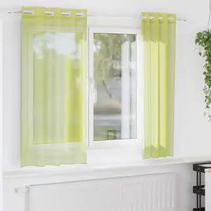 vidaXL Rideaux en voile avec oeillets 2 pcs vert pomme 140x175 cm pas cher