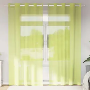 vidaXL Rideaux en voile avec oeillets 2 pcs vert pomme 140x225 cm pas cher