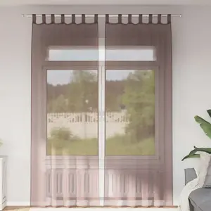 vidaXL Rideaux en voile avec passe-tringles 2 pcs marron pas cher