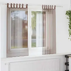 vidaXL Rideaux en voile avec passe-tringles 2 pcs marron pas cher