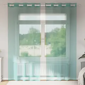 vidaXL Rideaux en voile avec oeillets 2 pcs turquoise pas cher