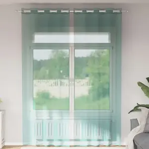 vidaXL Rideaux en voile avec oeillets 2 pcs turquoise pas cher