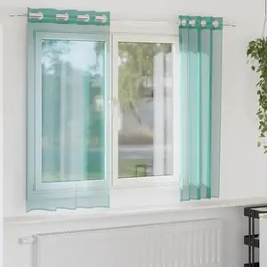 vidaXL Rideaux en voile avec oeillets 2 pcs turquoise pas cher