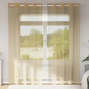 vidaXL Rideaux en voile avec oeillets 2 pcs sable pas cher
