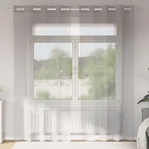 vidaXL Rideaux en voile avec oeillets 2 pcs gris clair 140x225 cm pas cher