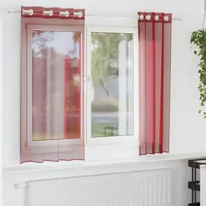 vidaXL Rideaux en voile avec oeillets 2 pcs rouge bordeaux pas cher