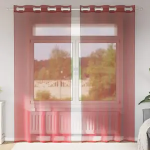 vidaXL Rideaux en voile avec oeillets 2 pcs rouge bordeaux pas cher
