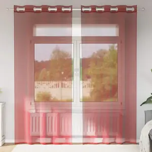 vidaXL Rideaux en voile avec oeillets 2 pcs rouge bordeaux pas cher