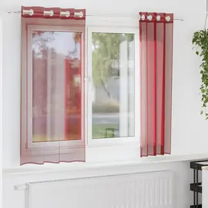 vidaXL Rideaux en voile avec oeillets 2 pcs rouge bordeaux pas cher