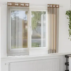 Comparateur de prix : vidaXL Rideaux en voile avec oeillets 2 pcs marron clair