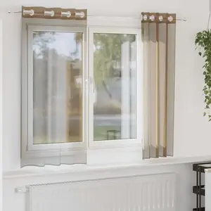 vidaXL Rideaux en voile avec oeillets 2 pcs marron clairVendu parvidaxl-be